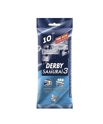 خودتراش سه لبه دربی Derby مدل Samurai 3 بسته 10 عددی