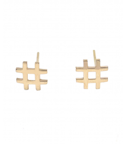 گوشواره میخی هشتگ هماتیت گلد Hematite Gold کد 135816