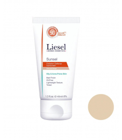 کرم ضدآفتاب spf50 رنگی لایسل Liesel مناسب پوست چرب حجم 40 میلی لیتر