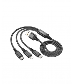 کابل تبدیل USB به لایتنینگ/ MICRO USB/USB-C هوکو مدل X76 3IN1 طول 1 متر