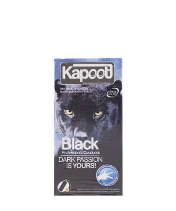 کاندوم بسیار نازک با رنگ مشکی کاپوت Kapoot مدل Black Condoms بسته 12 عددی