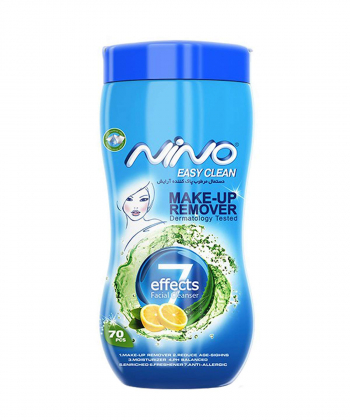 دستمال مرطوب پاک کننده آرایش نینو Nino مدل 7effects Facial Cleanser بسته 70 عددی