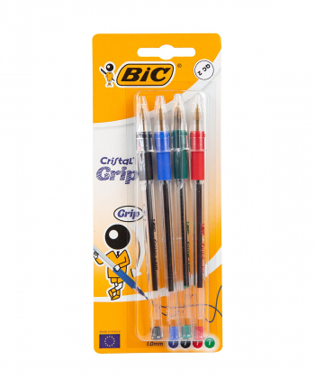 خودکار بیک Bic مدل Cristal Grip بسته چهار عددی