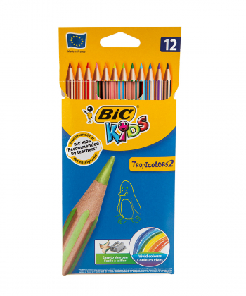 مداد رنگی دوازده رنگ بیک Bic مدل 2 Kids Tropi Colors