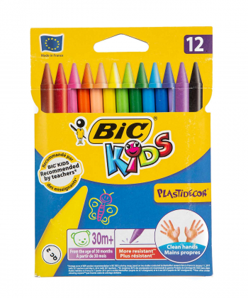 مداد شمعی دوازده رنگ بیک Bic مدل Kids Plastidecor