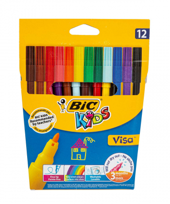 ماژیک رنگ آمیزی دوازده رنگ بیک Bic مدل Kids Visa