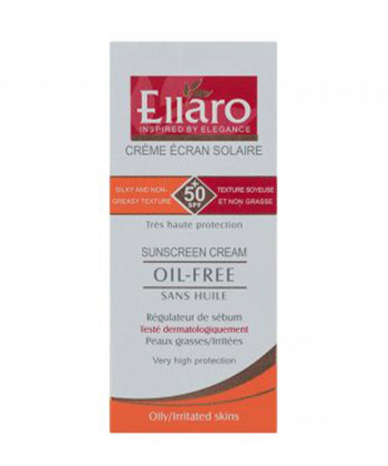 کرم ضد آفتاب فاقد چربی و بی رنگ الارو Ellaro با +SPF50 حجم 40 میلی لیتر