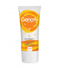 کرم ضدآفتاب بی رنگ فاقد چربی SPF50 ژنوبایوتیک Geno Biotic مدل Suno Gen1 حجم 50 میلی لیتر