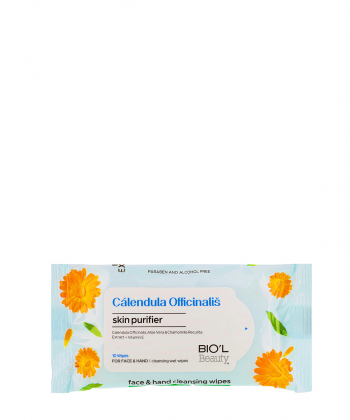 دستمال مرطوب پاک کننده دست و صورت بیول BIOˊL مدل Calendula بسته 10عددی