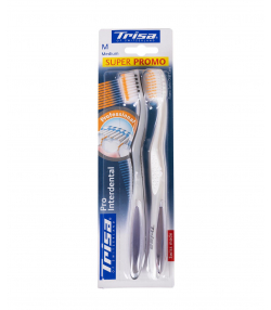 مسواک با برس متوسط تریزا Trisa مدل Pro Interdental بسته 2 عددی