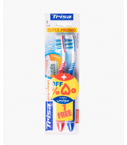 مسواک با برس نرم تریزا Trisa مدل Extra Pro Clean بسته 2 عددی