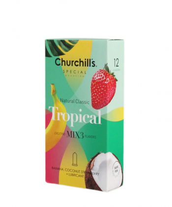 کاندوم چرچیلز Churchills مدل Tropical بسته 12 عددی