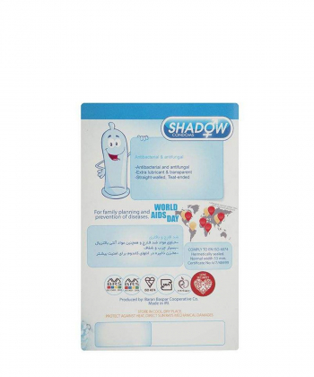 کاندوم ضد قارچ و باکتری شدو Shadow مدل Anti bacterial بسته 12 عددی