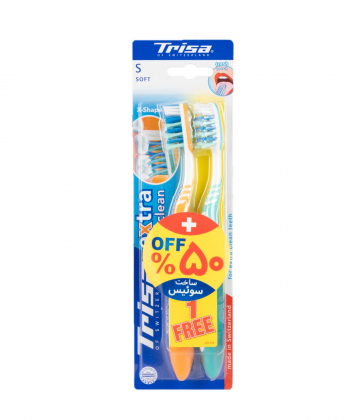 مسواک با برس نرم تریزا Trisa مدل Extra Pro Clean بسته 2 عددی