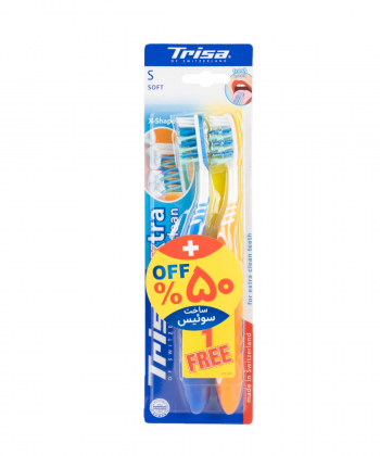 مسواک با برس نرم تریزا Trisa مدل Extra Pro Clean بسته 2 عددی