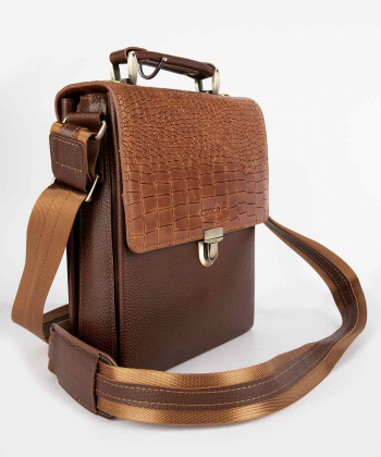 کیف دوشی مردانه چرم طبیعی چرم کروکو Croco Leather مدل راشین