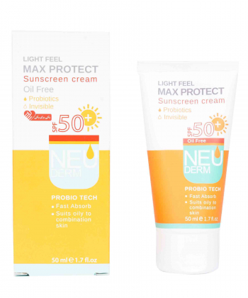 کرم ضد آفتاب فاقد چربی SPF50 نئودرم Neuderm مدل Max Protect حجم 50 میلی لیتر