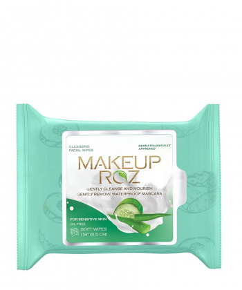 دستمال مرطوب آرایش صورت میکاپ رز Makeup Roz مخصوص پوست حساس بسته 25 عددی