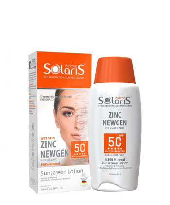 لوسیون ضد آفتاب SPF50 آردن سولاریس Ardene Solaris مدل Zink Newgen حجم 100 میلی لیتر