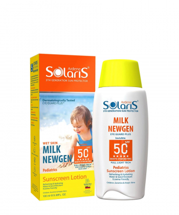 لوسیون ضد آفتاب کودک SPF50 آردن سولاریس Ardene Solaris مدل Milk Newgen حجم 100 میلی لیتر